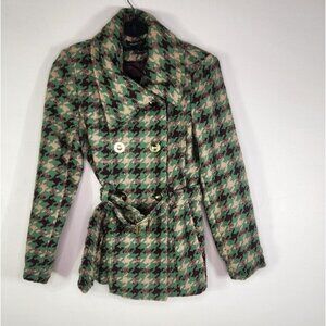 Robert Louis VTG Double Breasted houndstooth Coat Sz Med